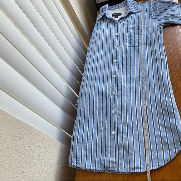 Karen Kane Striped Shirtdress Tencel Linen Roll-Tab Sleeve Blue Size XS - Picture 16 of 16